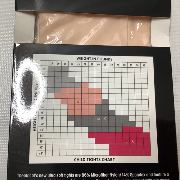 Theatricals Child Footed Microfiber Tights SIZE LC Large Child Ballet Pink New - Picture 4 of 9